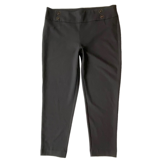 Nanette Lepore Button Front Trouser Pants Size Large Black Pull On Sailor - Picture 1 of 10